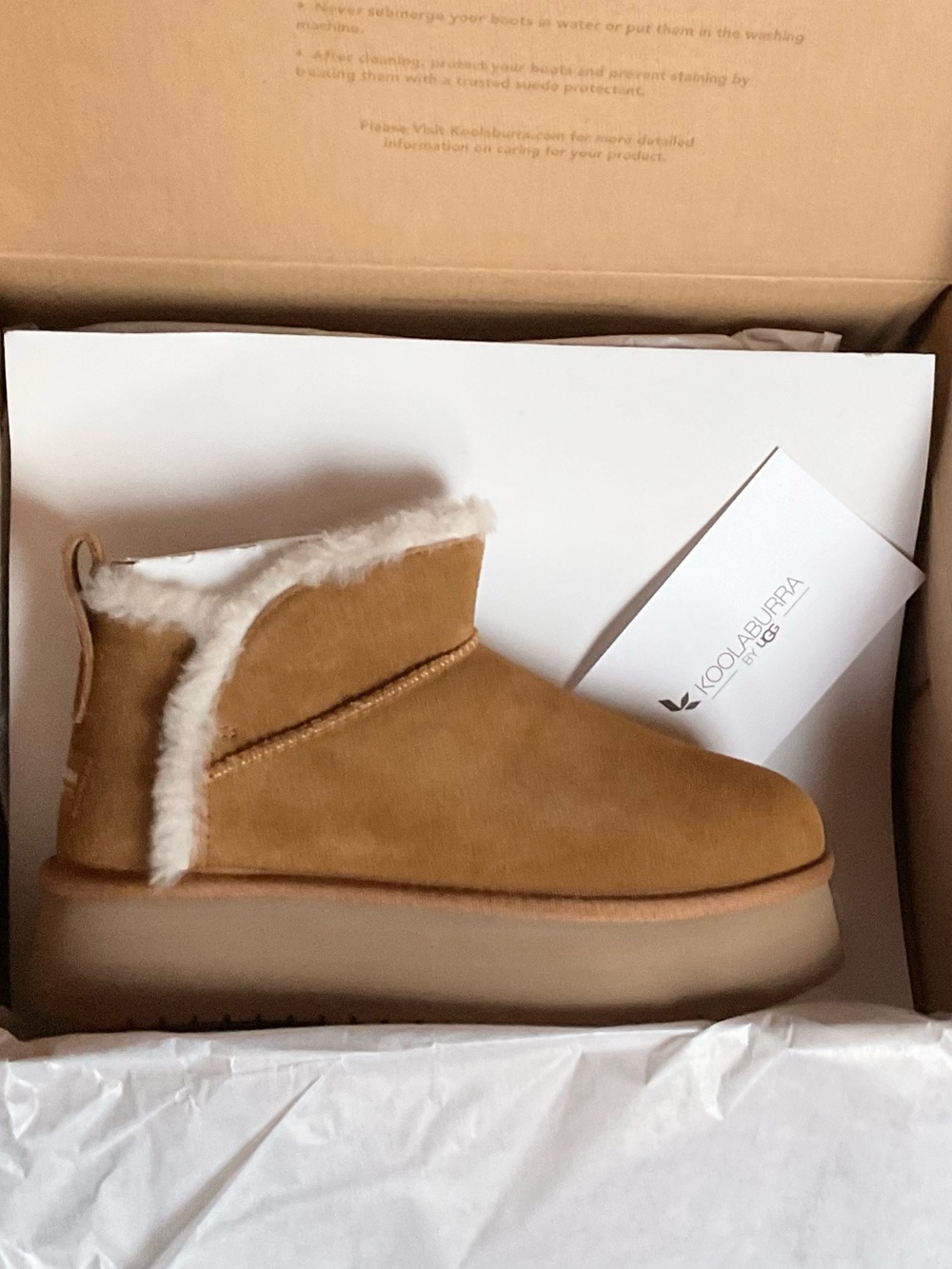 Koolaburra by UGG Koola Ultra Mini Platform Chestnut Ankle Boots Bootie NEW